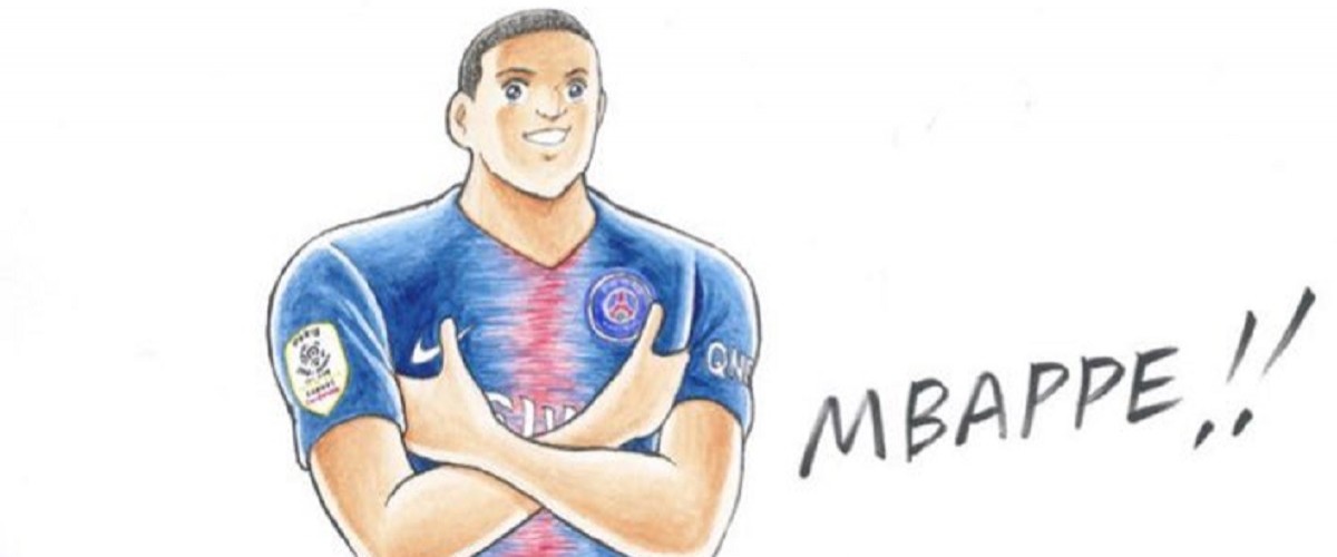 Que homenagem! Mbappé recebe caricatura à la Tsubasa de