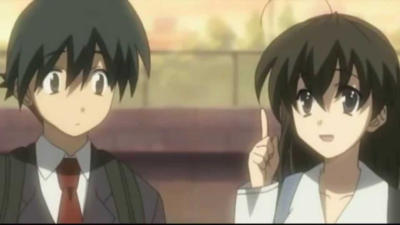  En la fotografía aparecen Sekai y Makoto del anime  School Days