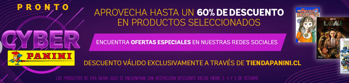 Panini cyber Banner de Panini para Cyber Day. Hasta un 60% de descuento.