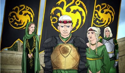 Ilustración de la coronación de Aegon Targaryen