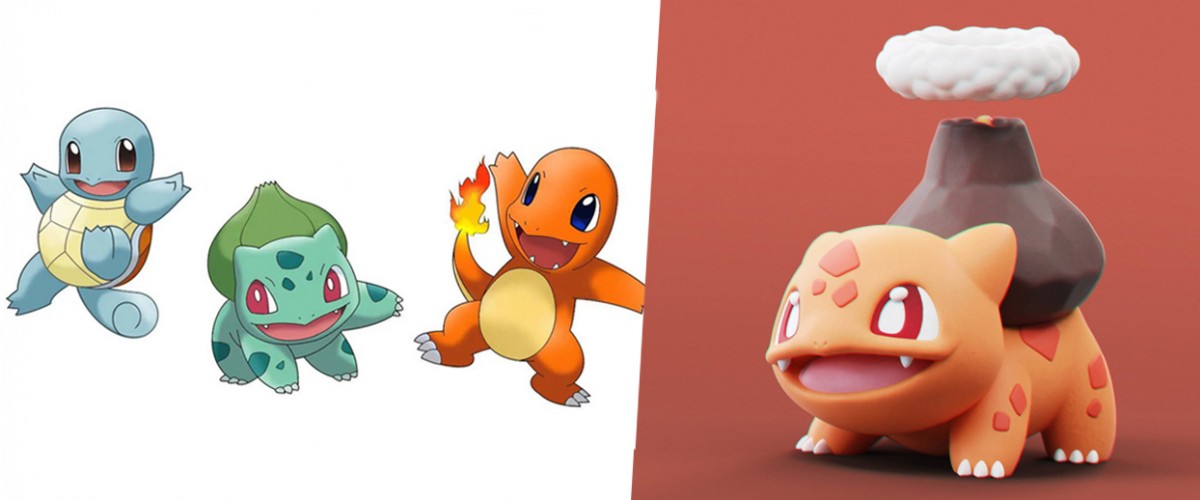 Un fan de Pokémon imagina como serían Bulbasaur y sus evoluciones pero de tipo  fuego y roca