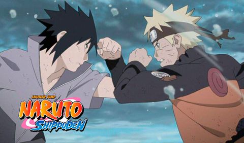 Naruto enfrentando a Sasuke en Naruto Shippuden