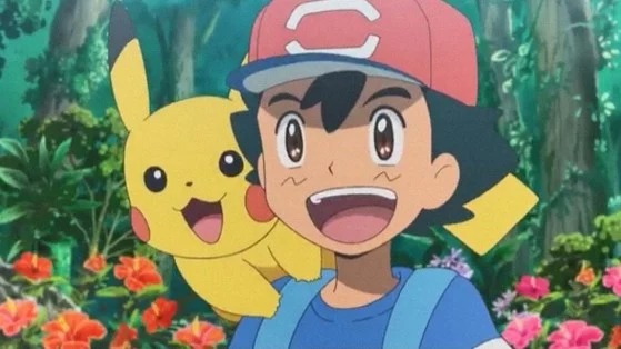 Ash junto a Pikachu