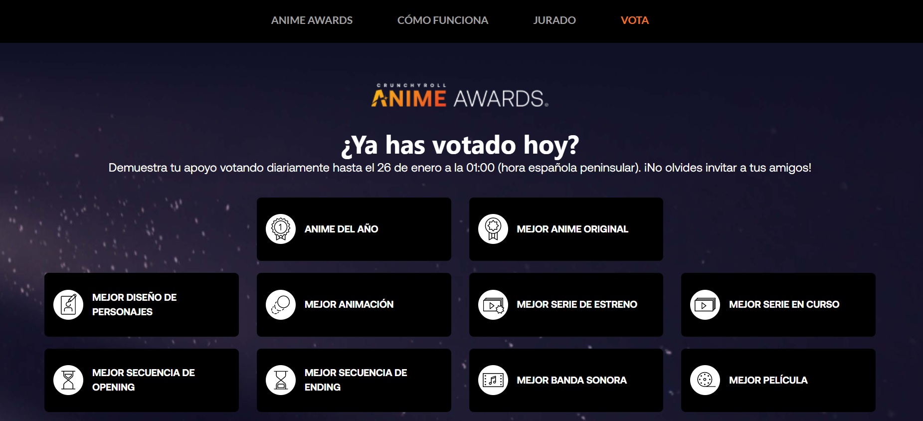 sitio web de los Crunchyroll Anime Awards 2023 