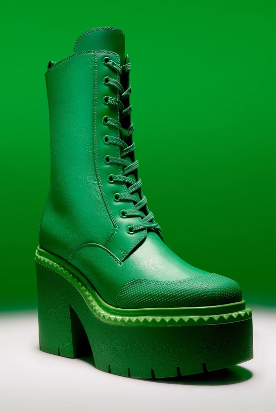 Fotografía de la bota de Sailor Jupiter creada por la marca de moda Jimmy Choo y la colaboración con Sailor Moon por su treinta aniversario.