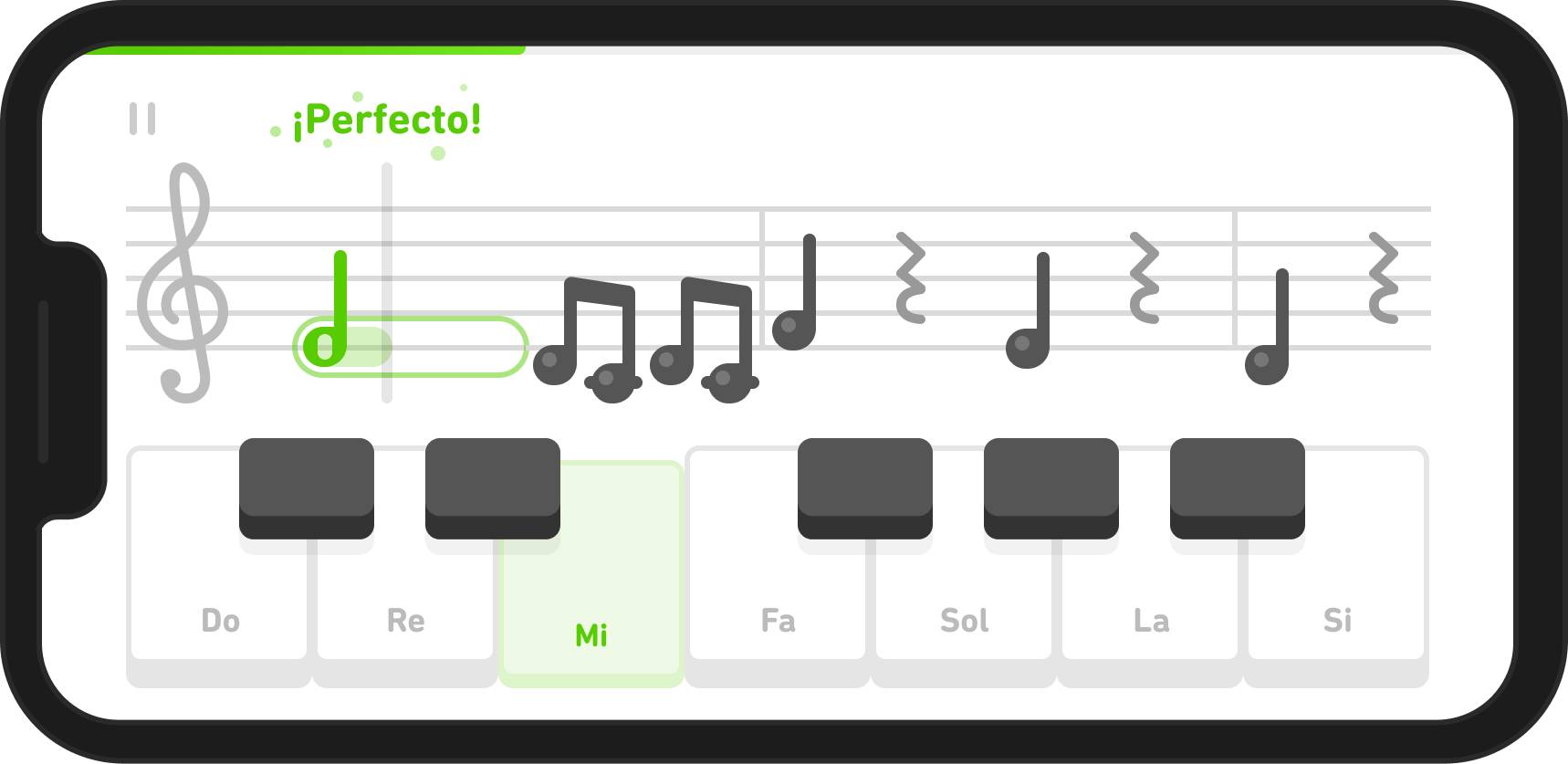 Piano para el curso de música en Duolingo