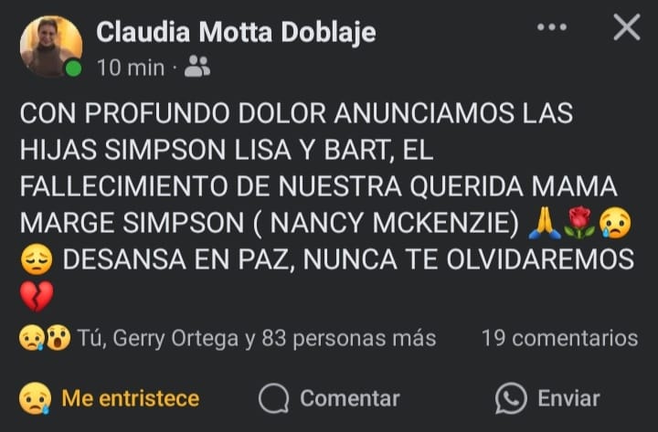 Mensaje de despedida de Claudia Motta