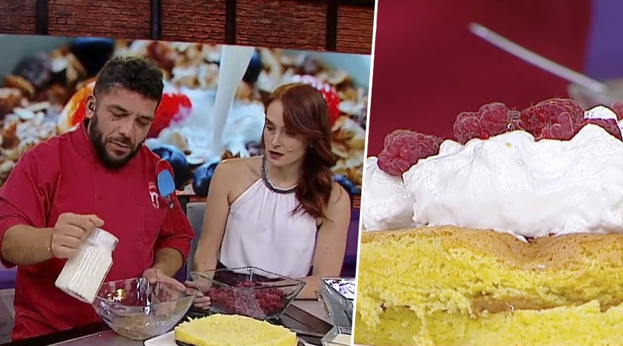 Serrucho se lució con receta de torta de tres leches con frambuesa