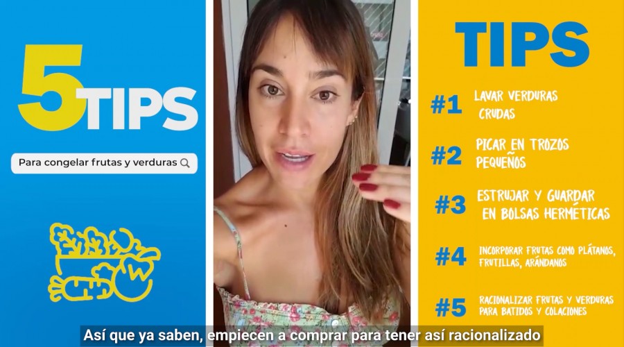 #5tips: Cata "La Nutri" enseña a congelar frutas y verduras en cuarentena
