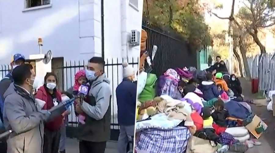 "El frío es impresionante": 30 niños llevan más de una semana durmiendo fuera de la embajada de Venezuela