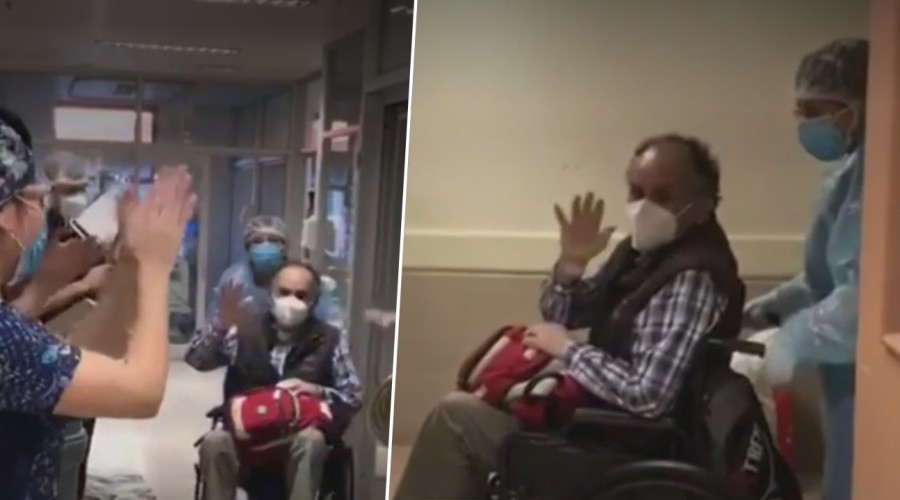 Hombre de 69 años le ganó al Covid-19: Salió del hospital entre aplausos tras 60 días internado