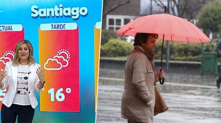 Luvias para el domingo en Santiago y siguen las precipitaciones en el sur del país