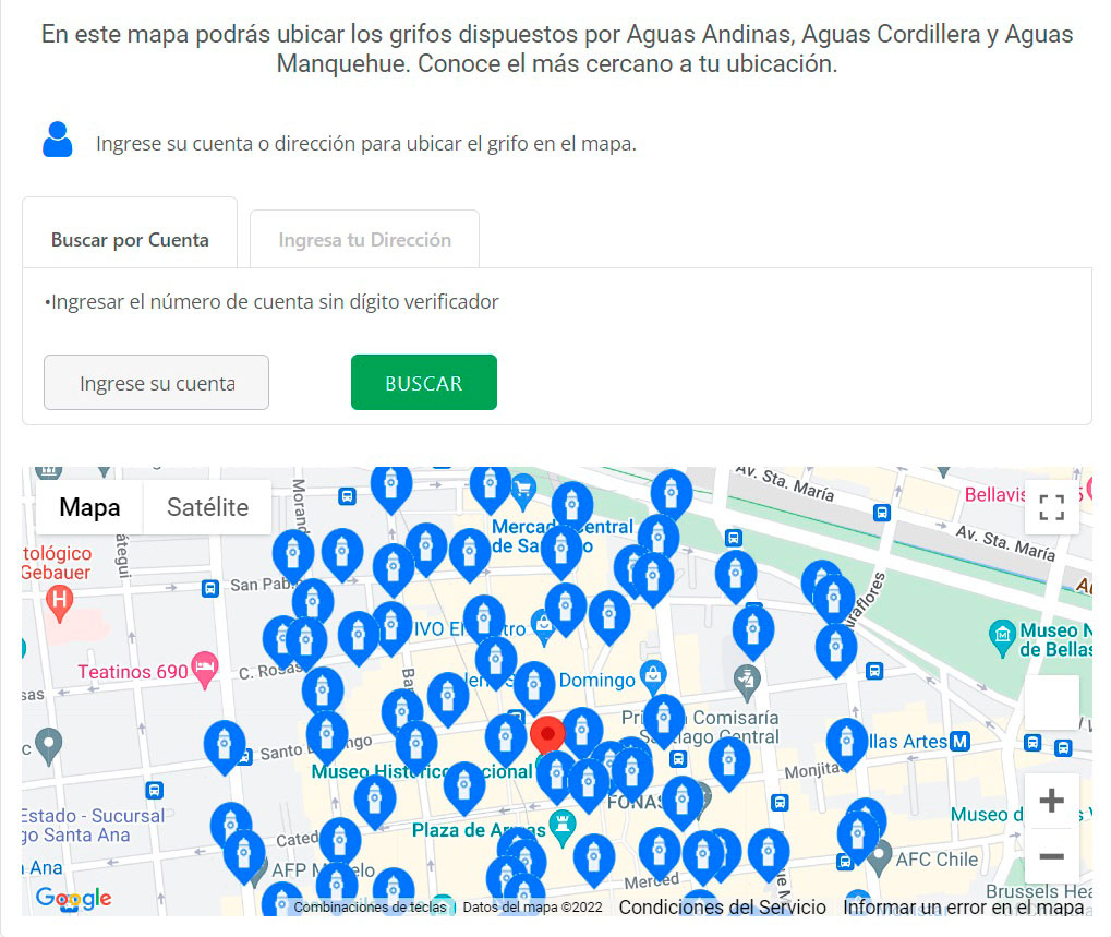 Mapa de abastecimiento de agua potable