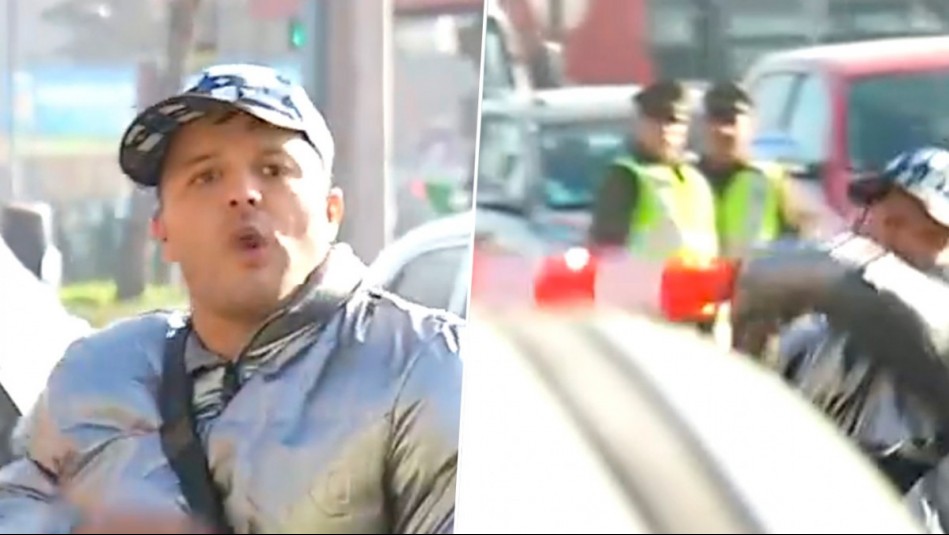 'Le molestó el actuar de Carabineros': Conductor agrede con un cono a personal policial en fiscalización 'Le molestó el actuar de Carabineros': Conductor agrede con un cono a personal policial en fiscalización