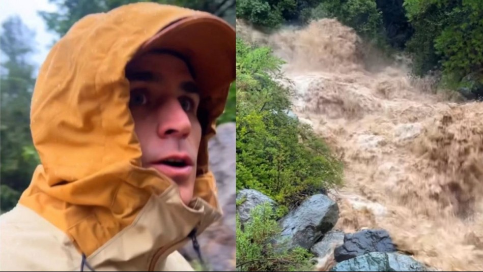 Pangal Andrade retrató el gran crecimiento del Río Maipo por las intensas lluvias en la cordillera