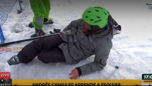 ¡Al suelo! Andrés Caniulef sufre caída en la nieve de El Colorado en De Paseo