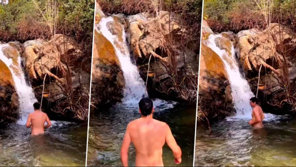 'Vuelve a lo natural': Pangal Andrade sorprendió al bañarse desnudo en una cascada