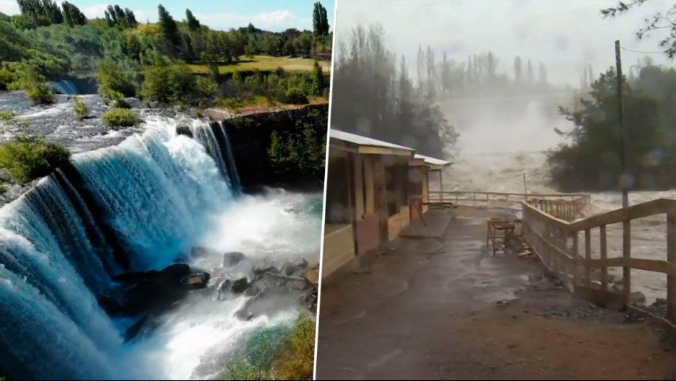 Impactante transformación: Mira el antes y después del Salto del Laja tras las intensas lluvias en la zona