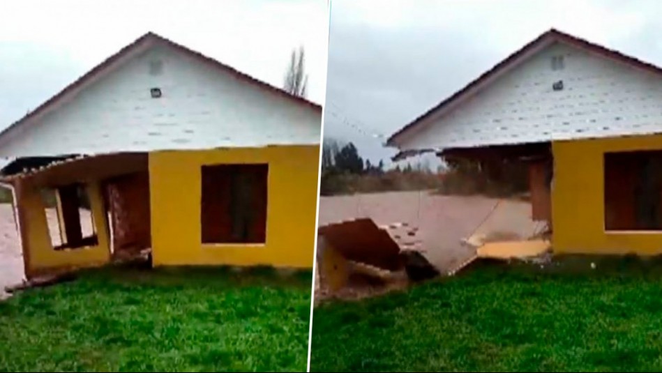 ¡Para no creer! Casa es arrastrada por potente caudal de río en Coihueco tras intensas lluvias en la zona