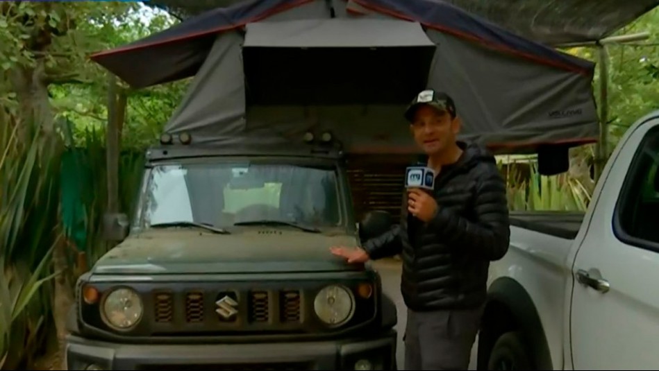 Levantó su equipada carpa sobre el auto: Así pasó la noche Gonzalo Ramírez en camping de Vichuquén