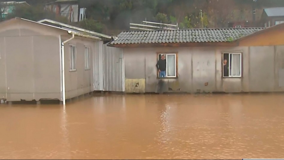 'Está completamente inundado': Impactante registro de vecinos aislados por desborde de río Pichilo en Arauco