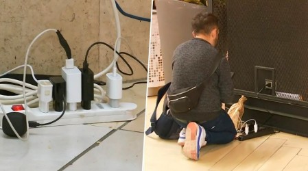 Con alargadores y "zapatillas": Personas cargan celulares en malls y en el Metro tras extenso corte de luz