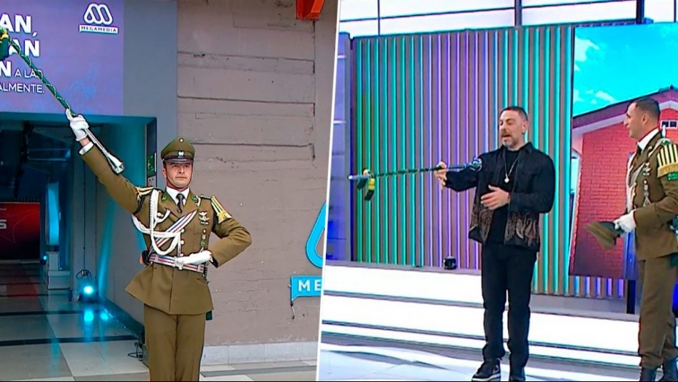 Tambor mayor de Carabineros sorprende con adelanto de la Parada Militar y le enseña movimientos a Neme