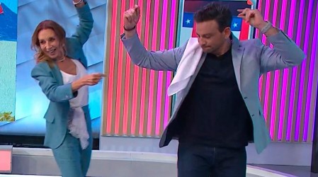 ¡Se lucieron! Karen Doggenweiler y Gonzalo Ramírez bailan la jota junto a grupo folclórico en Mucho Gusto