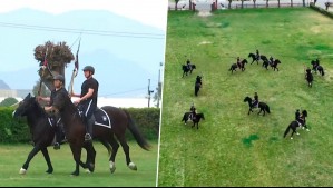 Caballos del Cuadro Negro del Ejército de Chile muestran sus destrezas previo a Fiestas Patrias