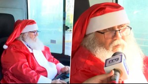 ¡Llegó la Navidad! Roberto Saa y Jaime Leyton se encuentran al Viejito Pascuero manejando un bus Red