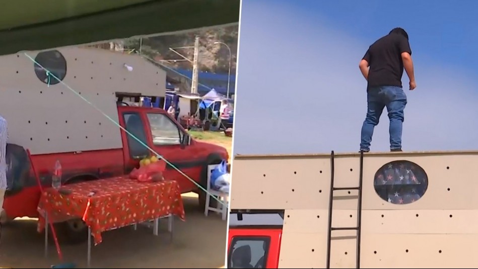 'Nos podemos subir a ver los fuegos artificiales': Pareja transformó camioneta en casa rodante para ir a Viña