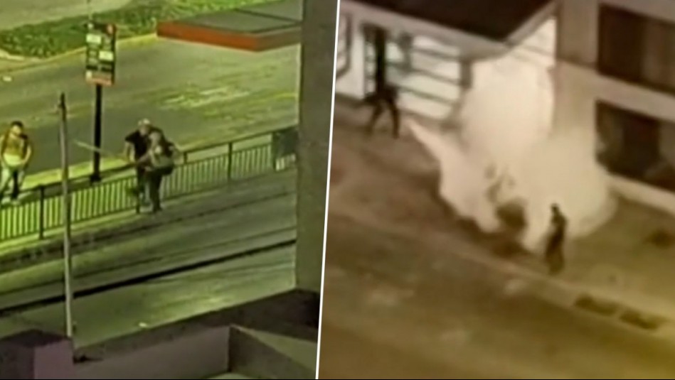 Conserje se defendió con extintor de ataque de jóvenes en La Florida: Rompieron vidrios con fierros