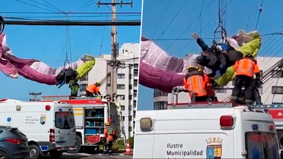 Dos personas en parapente quedaron atrapadas en cableado eléctrico en Iquique: Sufrieron quemaduras