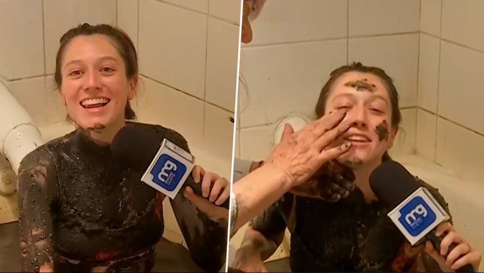 'Te deja la piel increíble': Darynka Marcic sorprende al disfrutar de un baño de barro en pleno despacho