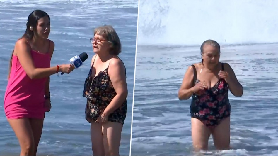 Repartió queque y hasta se metió al mar con Antonia Kohler: La simpatía de Norma en despacho desde Las Cruces