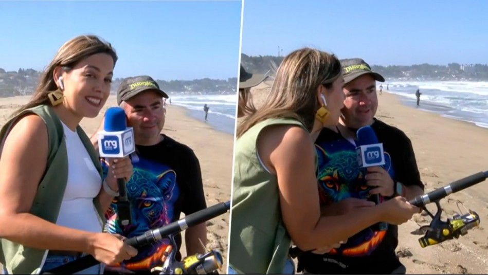 '¡Me está tirando la caña!': Daniela Valdés se la juega pescando en vivo en Zapallar
