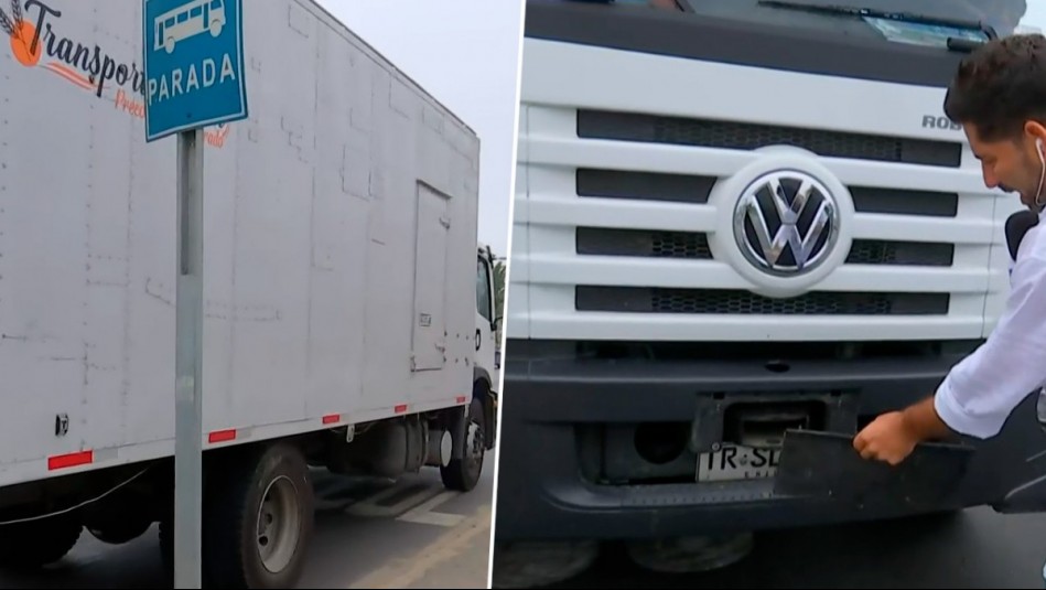 Descubren camión de alto tonelaje con placa patente oculta: Excedía límites en ruta en Viña del Mar