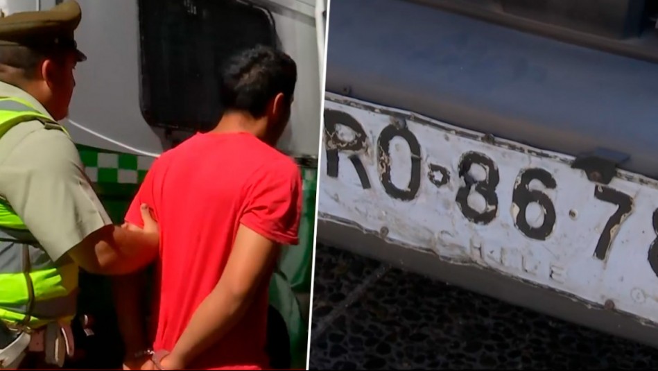 Hombre es detenido por adulterar patentes con huincha aisladora: Nunca había obtenido licencia de conducir