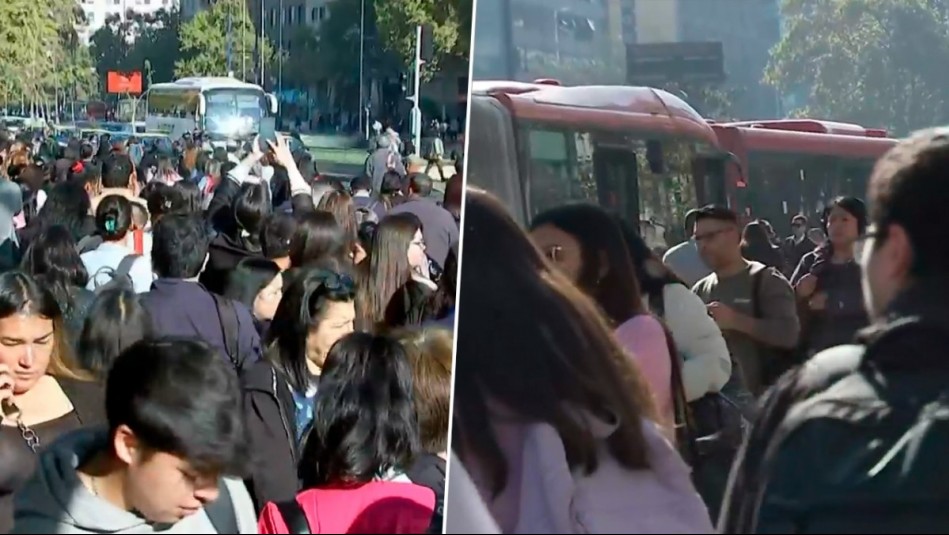 Colapso en paraderos tras cierre de estaciones por falla técnica en Línea 1 del Metro de Santiago