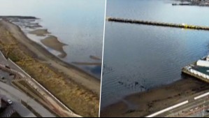 Video de dron captó recogimiento del mar en Magallanes tras fuerte sismo