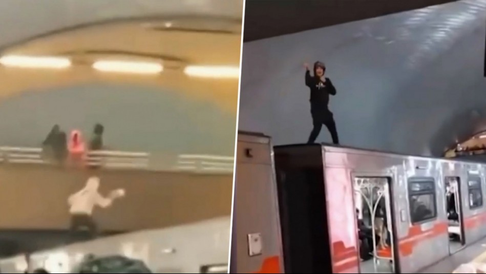 Ambulantes se enfrentaron a guardias de Metro y Carabineros: Videos muestran a vendedores sobre los vagones