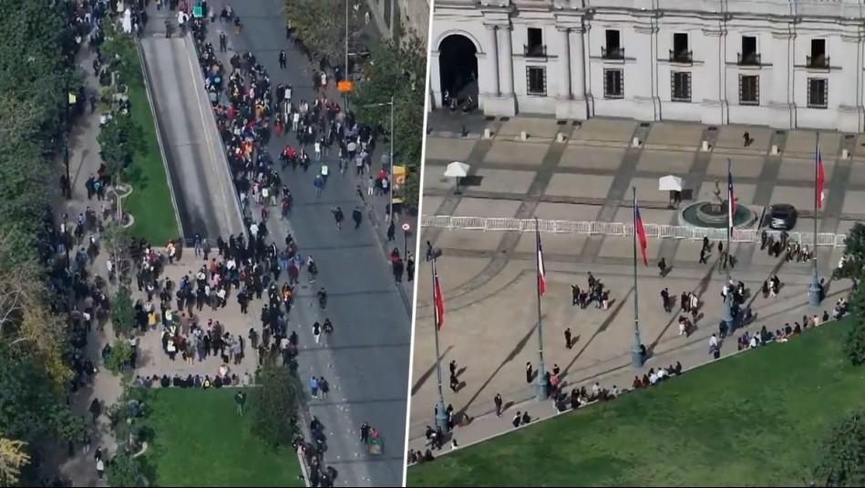 Las imágenes aéreas que muestran masiva evacuación en Santiago Centro por fuerte olor a gas