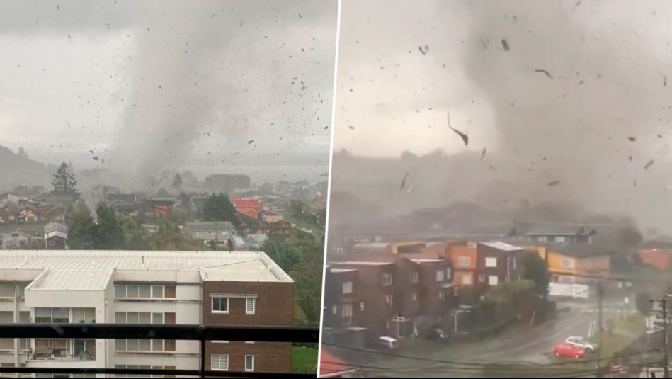 Tornado sacudió la ciudad de Puerto Varas: Videos registran destrozos por rachas de viento de hasta 178 km/h