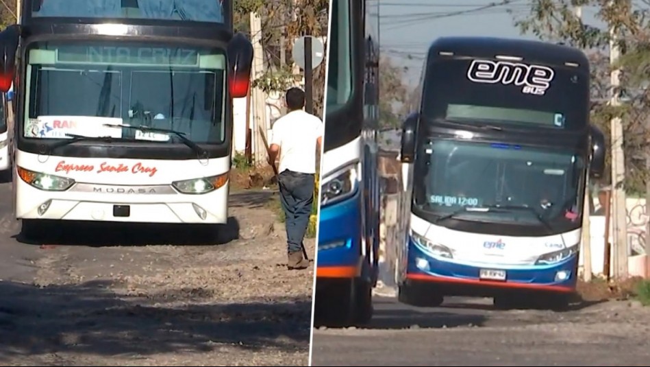Denuncian mal estado de acceso a Terminal Sur: Buses deben sortear grandes baches con peligrosas maniobras