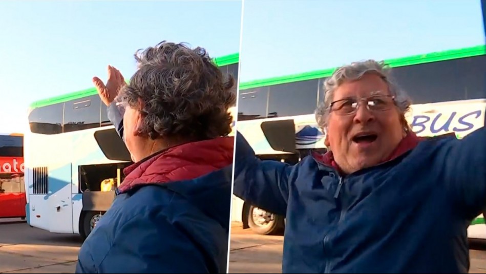 No esperó ni que partiera el bus: El 'eufórico festejo' de hombre tras dejar a su esposa en el terminal