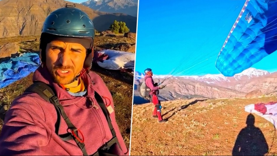 'Zafé': Pangal Andrade vive complejo aterrizaje tras lanzarse en parapente desde una colina