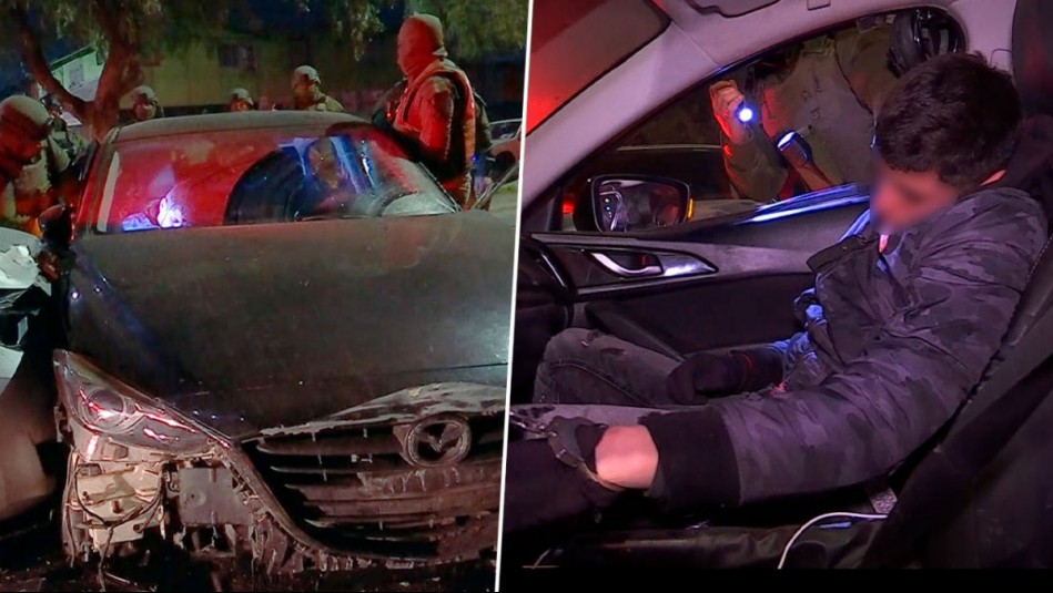 Chocó en auto robado y fue abandonado por su compañero: Así fue la detención de delincuente en La Granja