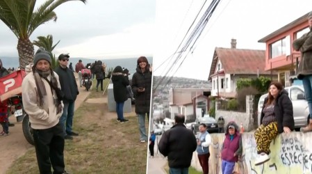Videos muestran a vecinos de Valparaíso y San Antonio esperando en los cerros llegada de tren de olas