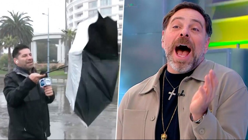 '¡Ay, se le dio vuelta!': La reacción de Neme ante chascarro de Karim Butte con paraguas en pleno despacho