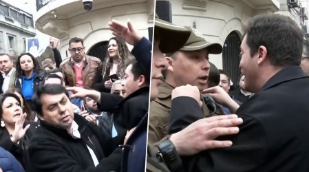 Casi a los golpes: La tensa discusión entre partidarios de ME-O y Parisi por ocupar tarima afuera del Servel